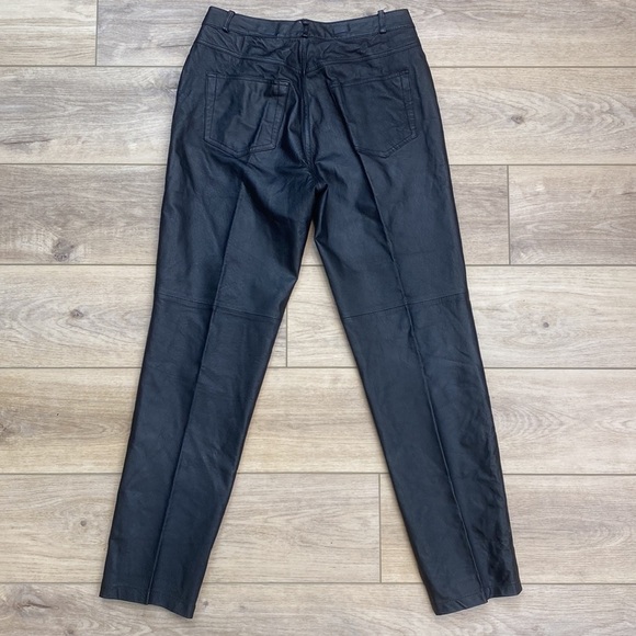 Bagatelle Real Black Leather Pants High Rise Biker Punk Grunge Womens Vintage - Picture 6 of 15